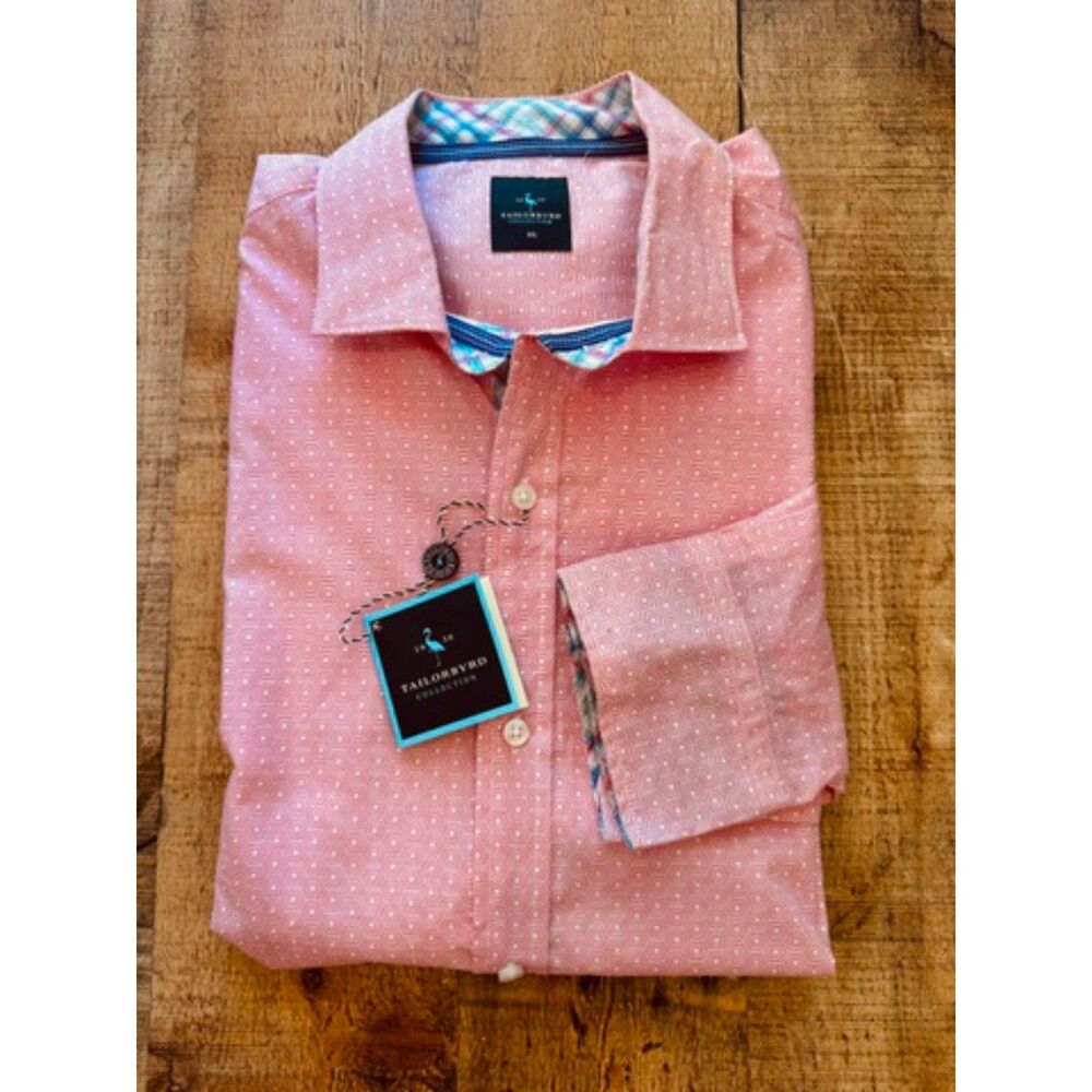 TailorByrd NWT Men's XL Pink Geometric Cotton Button Up Shirt $99